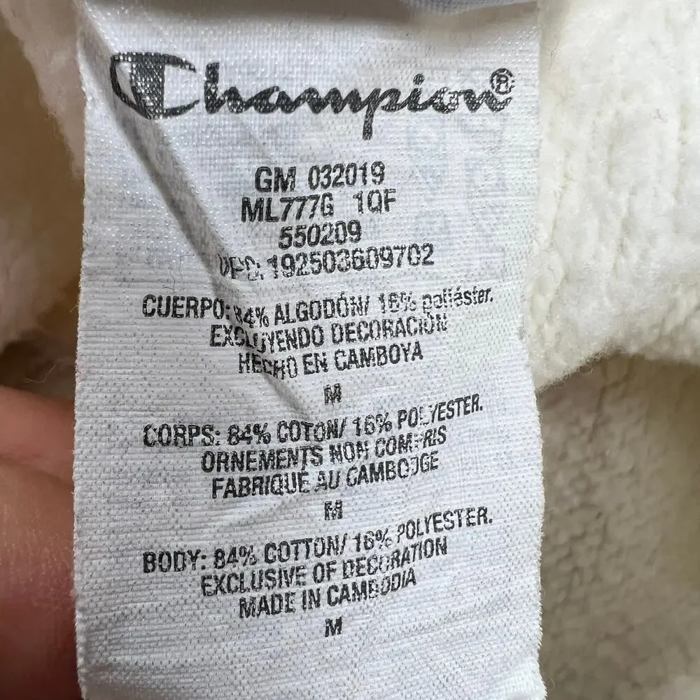Champion Reverse Weave Jogger Sweat Pant Chalk White Old English Varsity Size M